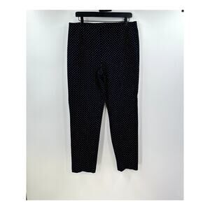 J. Jill Ponto Slim Leg Pull On Black & White Polka Dot Stretch Pant Size Large